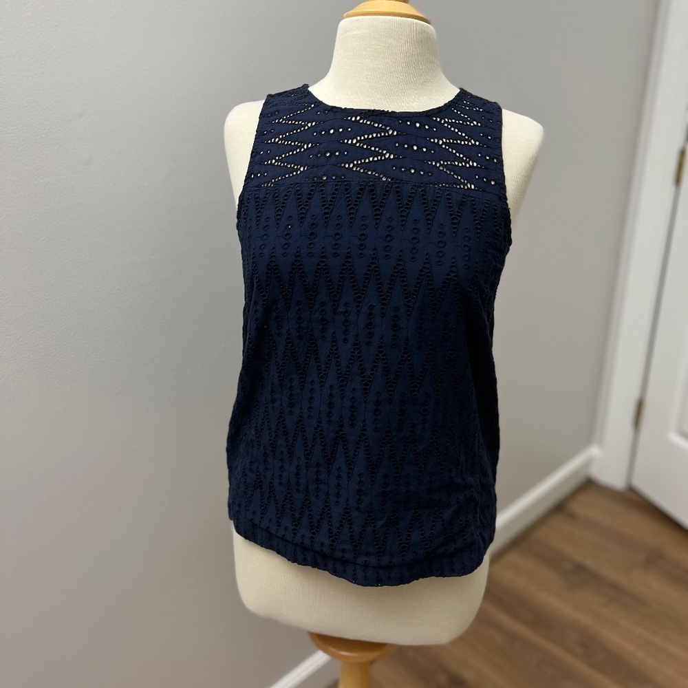 J. Crew Navy Eyelet Tank